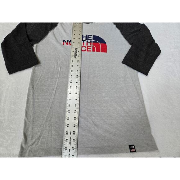 The North Face Size Small Baseball Shirt Standard Fit Gray/Black Ringer Tee - Picture 4 of 6